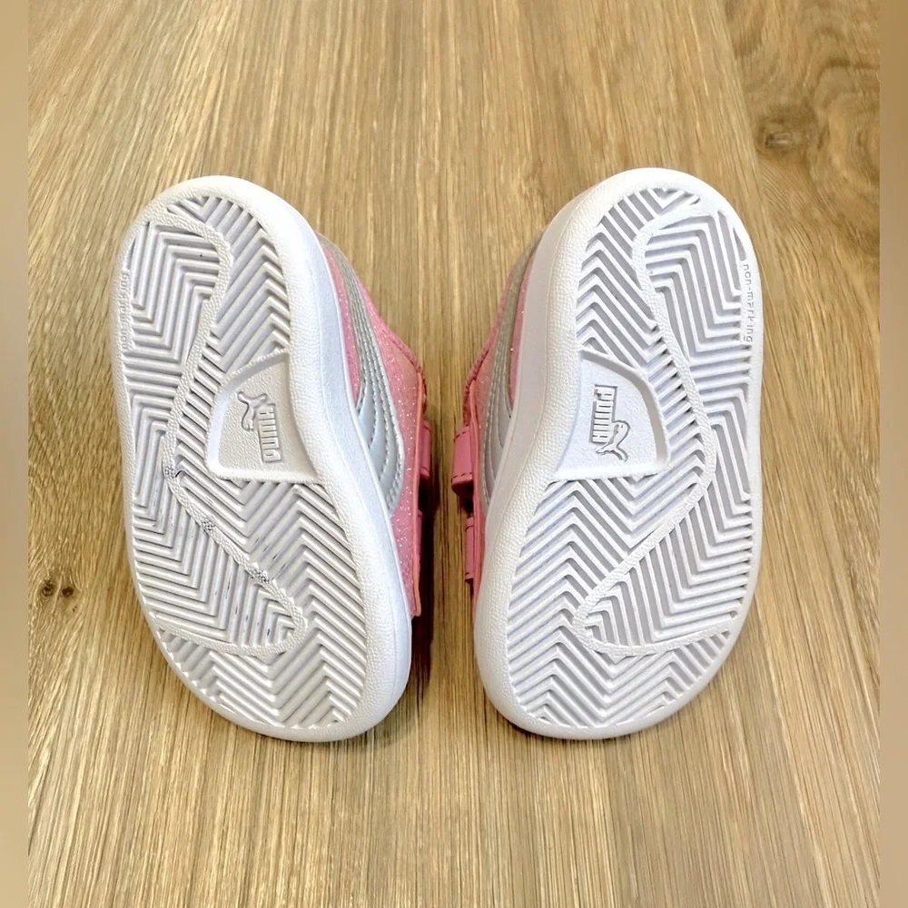 Puma Smash 3.0 Glitz Glam Prism Pink Silver Toddler Sneakers Size 4C